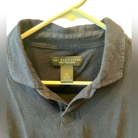 The Men’s Store at Bloomingdales Navy Linen Cotton Blend Polo Shirt - Picture 4 of 5